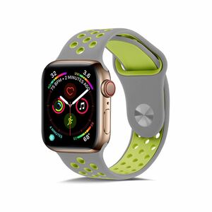 グレー　42/44/45mm Apple Watch用 バンド シリコン製 多空気穴通気性 スポーツ