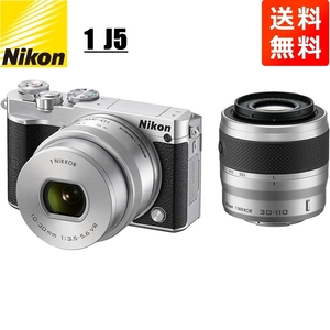 ニコン Nikon 1 J5 10-30mm 30-110mm ダブルズームキット シルバー ミラーレス一眼 カメラ 中古