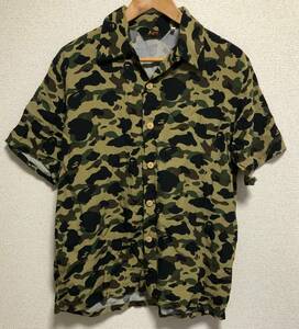  beautiful goods the first period APE. camouflage aloha shirt size M open color duck A Bathing Ape 