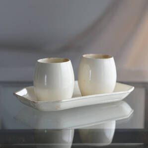 古い二連のファイアンスフィーヌ マスタードポット / 1820年頃・UK, wedgwood / イギリス ウエッジウッド アンティーク 古道具