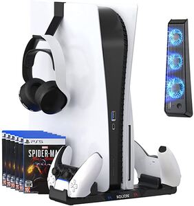 収納力バツグン!PS5 コントローラー 充電器PS5縦置きスタンド 超静音