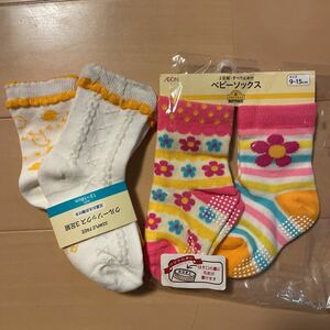  postage included new goods baby socks 4 pairs set . floral print /9~15cm chick pattern /13~18cm name field attaching free shipping 