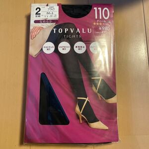 送料込み　新品　TOPVALU タイツ　2足組　110デニール　ブラック黒　透けない　なめらか　デオドラント加工　静電気防止　シルクセリシン