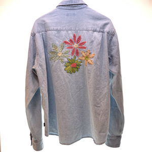 ● STUSSY ステューシー FLOWER EMBROIDERED 花 刺繍 デニム シャツ 104