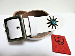  Tochigi leather end on Lee studs belt white green spo tsu Vintage type made in Japan 