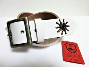 Кожаный конец Tochigi на Lea Studs Belt White Purple Spots Vintage Type, сделанный в Японии