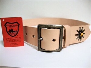 Tochigi Leather End на Lea Studs Belt Natural Amber Spots Vintage Type, сделанный в Японии