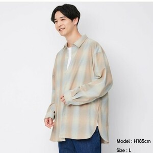 GU　スリットロングシャツ　ブラウン　Lサイズ　MB　おすすめ商品　完売商品