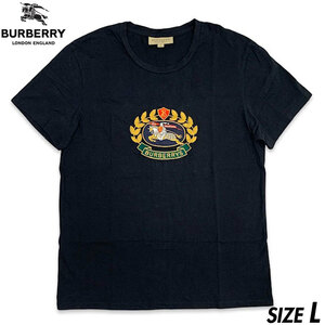  rare #BURBERRY London England ( Burberry London England ) hose Logo embroidery short sleeves T-shirt black Lembro Ida Lee Riccardo Tisci