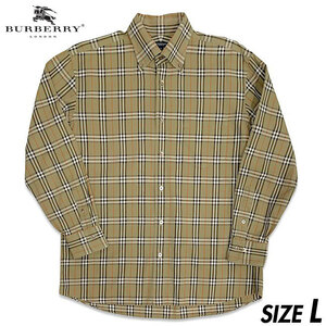  внутренний стандартный товар #BURBERRY LONDON ( Burberry London )noba проверка длинный рукав BD рубашка бежевый в клетку L