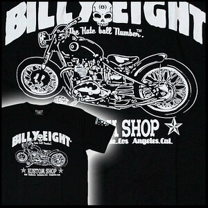 【XL】ビリー・エイト メンズTシャツ【KUSTOM SHOP】黒(半袖) メンズ Tシャツ 黒 綿 大きいサイズ ハーレー バイカー ホットロッド バイク