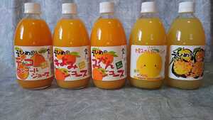道の駅でも販売!5種味くらべセット愛媛県産果汁100%みかん、きよみ、デコタン(不知火)、甘夏、河内晩柑の5種類計500㎜×24本入り
