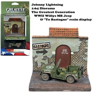 JOHNNY LIGHTNING 1:64 WWII Willys MB Jeep & "To Bastogne" Diorama ミニカー