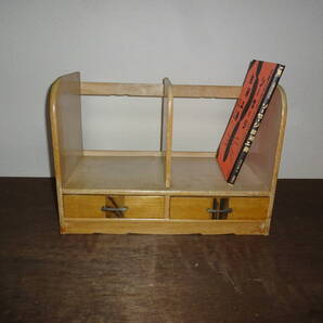 レトロ木製本立て 引き出し付き木製本立て ブックスタンド