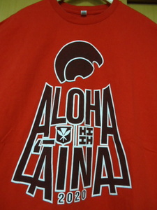 即決　ハワイ　ALOHA AINA　イベント2020'　Ｔシャツ　赤色　ＸＬ