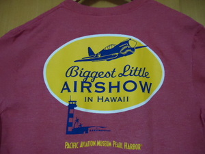 即決　ハワイ　ミリタリー　パールハーバー　AIR SHOW　Ｔシャツ　赤・白斑色　L 