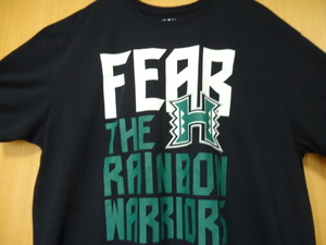 値下げ　ハワイ　ハワイ大学　RAINBOW WARRIORS　Ｔシャツ　黒色　XＸＬ　ポリ素材