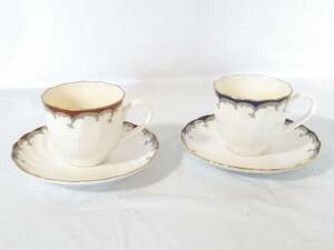 *HOYA Hoya /New Ivory new ivory / cup & saucer / pair set /2 customer / gold paint / box none 