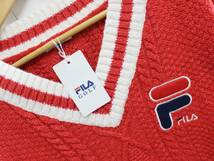 新品*FILA GOLF/フィラゴルフ*Vネック ライン入り ケーブルニット レッド (4L) 定価10,800円_画像4