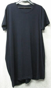 ワイズ ヨウジヤマモト：ストレッチ ロング Tシャツ 2 （ ワンピース Y's Yohji Yamamoto Femme Stretch Long Tee/Dress Navy 2 