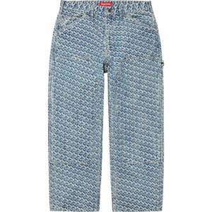 【新品未使用】 21AW 22 新品 SUPREME シュプリーム MONOGRAM DOUBLE KNEE DENIM PAINTER PANT パンツ BLUE ブルー 即決早い者勝ち