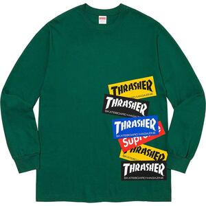 【新品未使用】 21AW 22 新品 SUPREME × THRASHER シュプリーム スラッシャー MULTI LOGO L/S Tシャツ カットソー 長袖 GREEN グリーン 緑