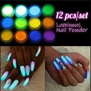  new goods nail art fluorescence raw materials powder parts 12 color set price 14.