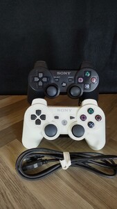 DUALSHOCK3ソニー純正品デュアルショック3ワイヤレスコントローラー、ブラックとホワイトおまけUSB充電ケーブル