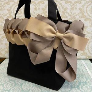 トートバッグ リボン付きトート ハンドメイド マザーズバッグ トートバッグ 秋カラー