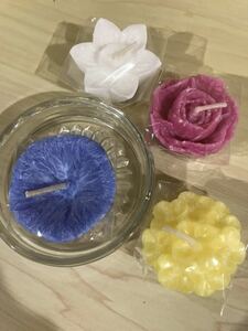  turtle yama candle 4 piece set .. paste .. flower. low sok pedestal ( used ) Buddhist altar fittings special day. ... none ... pretty candle rose 