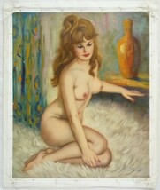 ヨーロッパ絵画 肉筆油絵 F12号 ブルーニンガー作「裸婦」_画像2