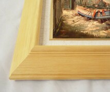 ヨーロッパ絵画 肉筆油絵 F6号 コルシニ作「ナポリの港」3＋新品額縁付_画像3