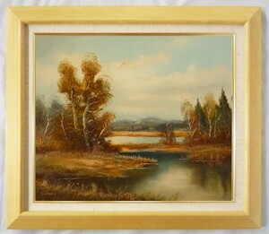 Art hand Auction European painting, hand-painted oil painting, F8 size, Mountains and Lakes by Haynes Ross + new frame included, Painting, Oil painting, Nature, Landscape painting