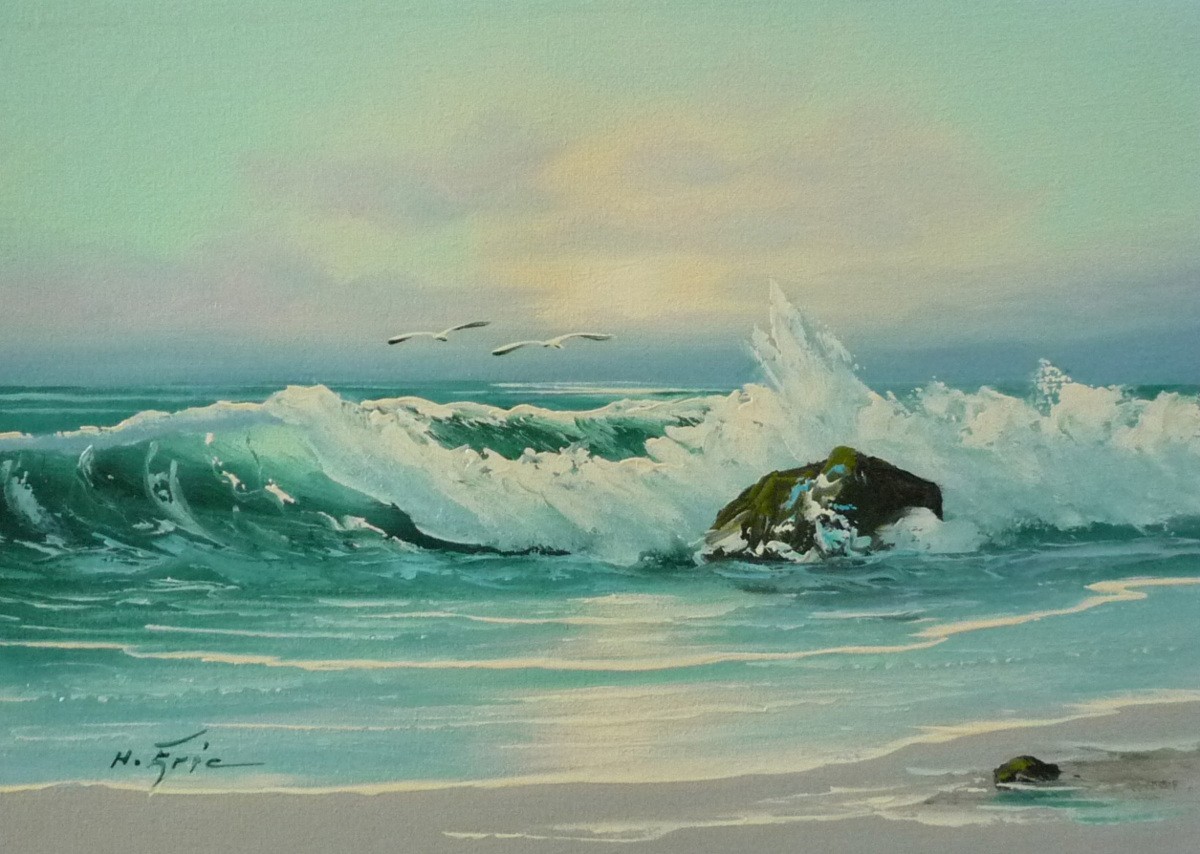 油画, 西画, 手绘油画, F4号海浪海景画-40-特价, 绘画, 油画, 自然, 山水画