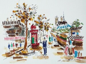 Art hand Auction 肉筆絵画 油絵 F4号 ｢パリの街風景｣-2- 特価, 絵画, 油彩, 自然, 風景画