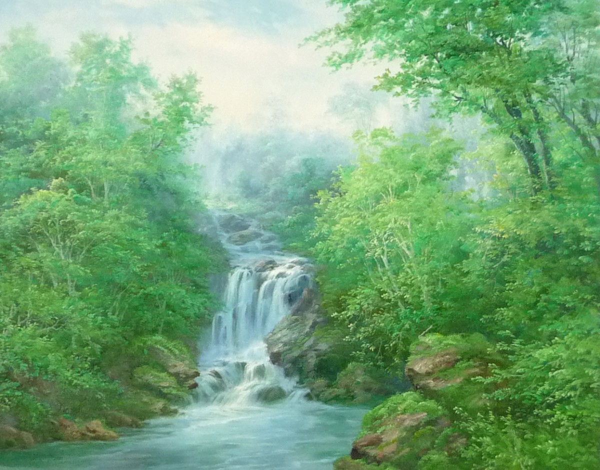 Pintura al óleo, pintura de estilo occidental, pintura pintada a mano (entrega disponible con marco de pintura al óleo) tamaño F20 Paisaje japonés de clase alta 9, Cuadro, Pintura al óleo, Naturaleza, Pintura de paisaje