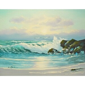 Art hand Auction 油画, 西洋画, 手绘油画, F6尺寸, 波浪, 海, 海景-174-特价-, 绘画, 油画, 自然, 山水画