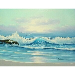 Art hand Auction Oil painting, Western painting, hand-painted oil painting, F6 size, Waves, Sea, Seascape - 256 - Special price -, Painting, Oil painting, Nature, Landscape painting