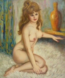 ヨーロッパ絵画 肉筆油絵 F12号 ブルーニンガー作「裸婦」