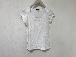 本物アルマーニジーンズARMANIJEANSコットンストレッチスパンコール半袖Tシャツレディース白ホワイトXS