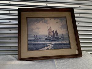 Art hand Auction ◆アンティーク◆複製画◆瀬戸内海の舟 F8号 若石賛花◆A-2053, 美術品, 絵画, その他