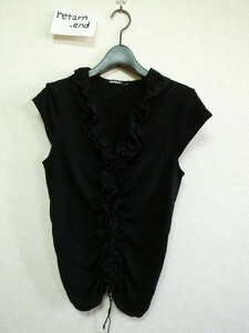 DKNY no sleeve black M frill Donna Karan New York 