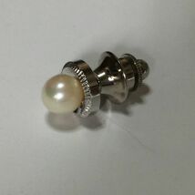 【中古 送料込】タイタックピン ゴールド系×パール調 (約) 8mm メンズ アクセサリー ◆D5316a_画像3