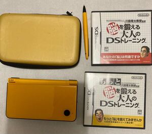 DSiLL 任天堂 Nintendo ニンテンドーDSi LL ケース付き 脳を鍛える大人のシリーズ2本アルコール消毒