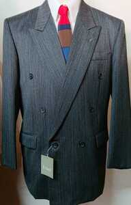 Mサイズ【Richwell】メンズ 秋冬物 ダブル 新品 グレー 紳士服 ￥49500のお品 ブレザー 上着のみ ジャケット 6つボタン1つ掛け 在庫品