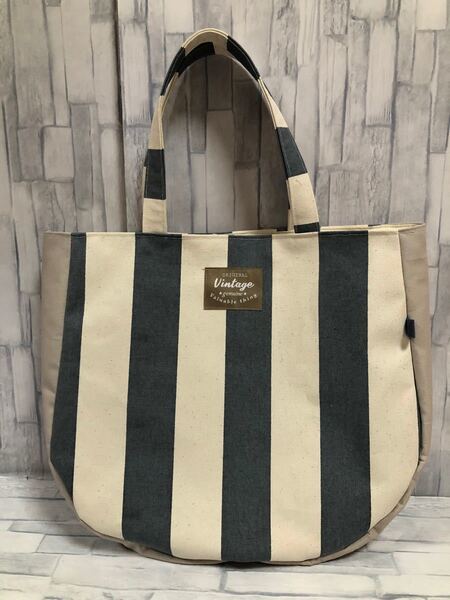 丸みトートバッグ 帆布 肩掛け ハンドメイド