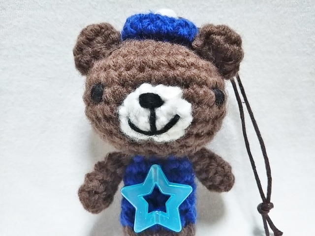 *183号房间*Amigurumi*Pom-pom帽熊(蓝色)*手工制作*手工制作*星星*珠子*, 玩具, 游戏, 毛绒玩具, 阿米古鲁米