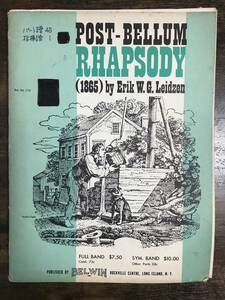 送料無料/吹奏楽楽譜/エリック・W・G・ライゼン：ポスト・べラム・ラプソディ - 1865/試聴可/スコア・パート譜セット