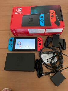 Nintendo Switch JOY-CON(L) ネオンブルー/(R) ネオンレッド 新型 本体セット中古品 動作品