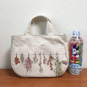 スワッグ柄 ミニトートバッグ ラウンドバッグ ハンドメイドバッグ